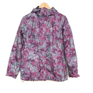 Columbia Purple Camo Rain Jacket Omni-Tech Windbreaker Hooded EUC Women's Small